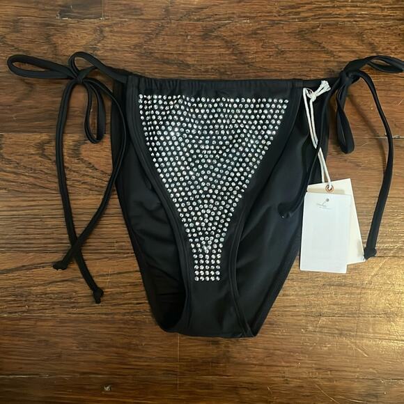 Good American Other - Good American Black Crystal Rhinestone Bikini Swimsuit Bottoms Sz M New